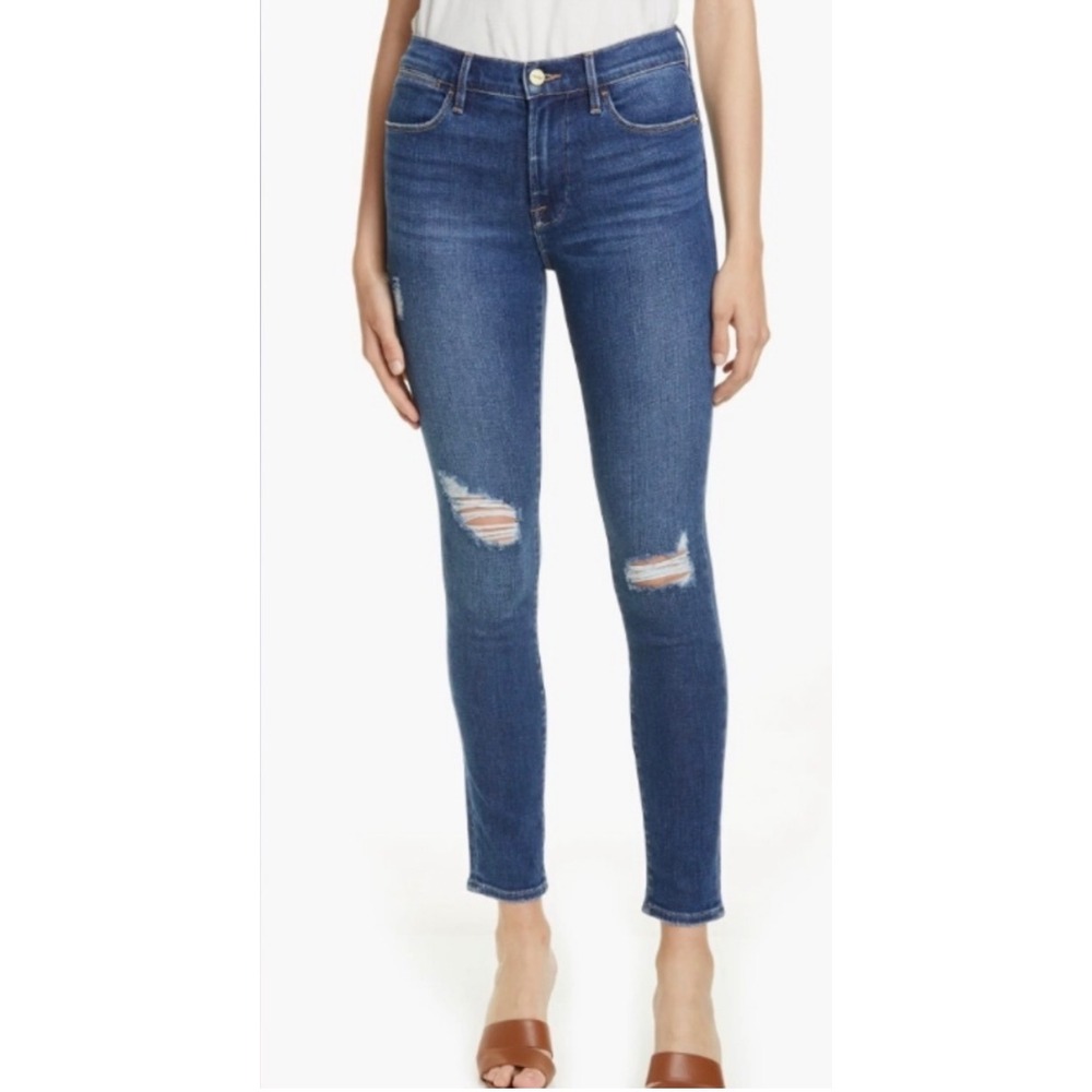 Frame Le High Skinny Distressed Denim
